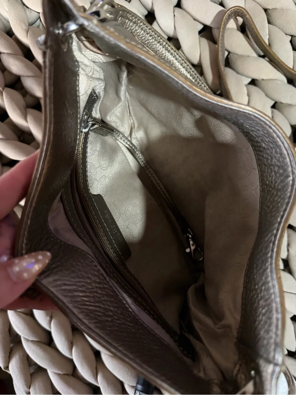 Metallic Taupe Crossbody Bag - Women
